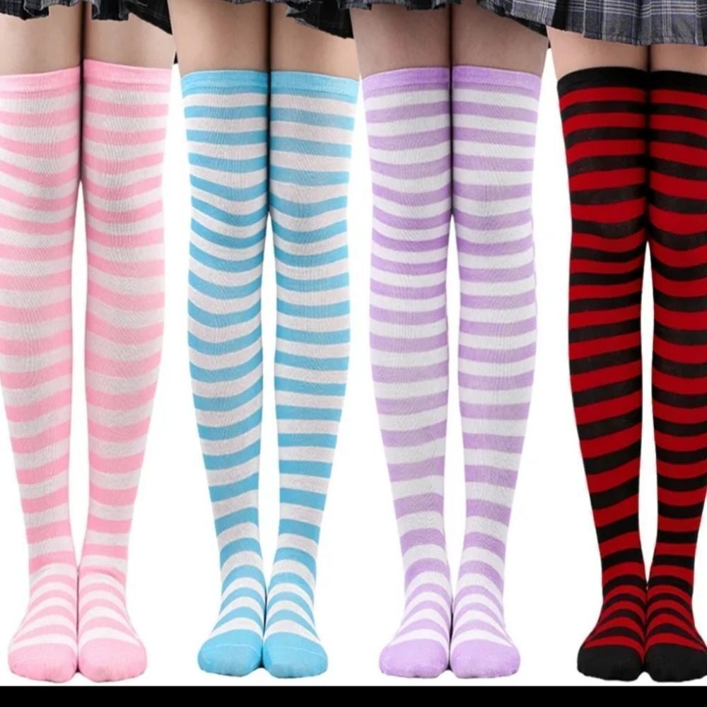 NWOT Peach Pink & White Tall Striped Socks
